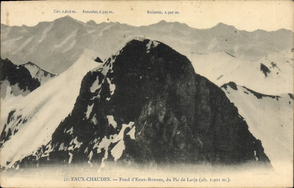 Fond d'Eaux-Bonnes, der Pic de Larje — Blick auf die umliegenden Berge — Verlag C. C. Ledormeur, Nr. 51 - Vorderseite