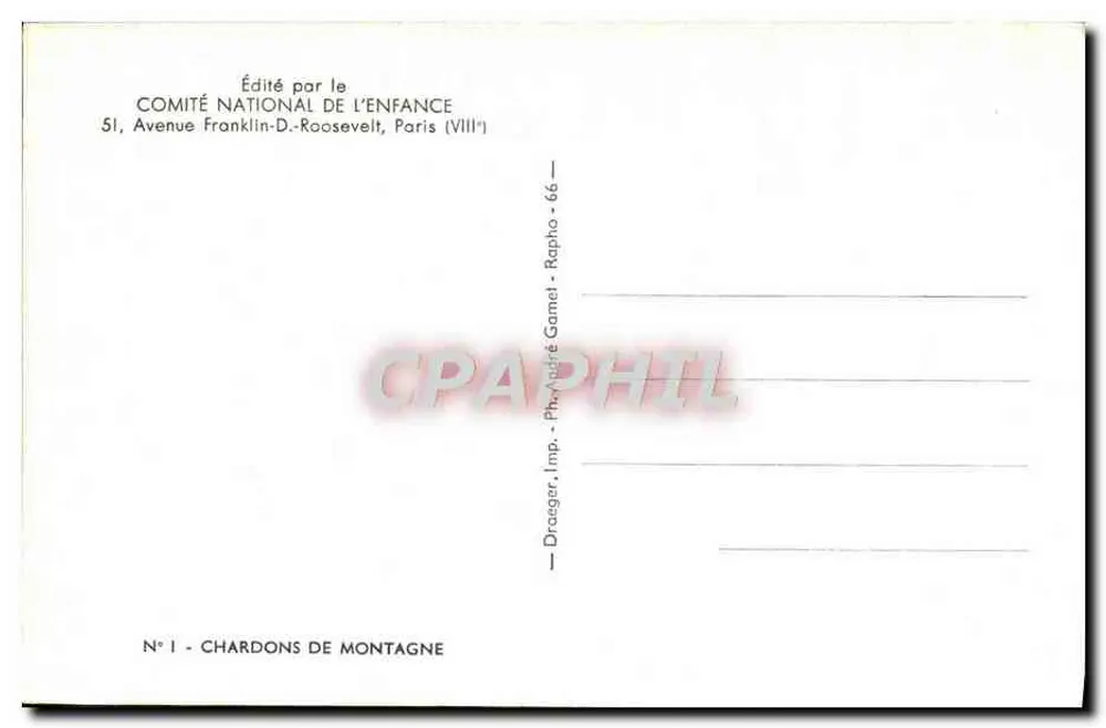 Ervas-de-romã da montanha — Editado pelo Comitê Nacional da Criança, Paris (VIIIe) — N° 1 - Verso