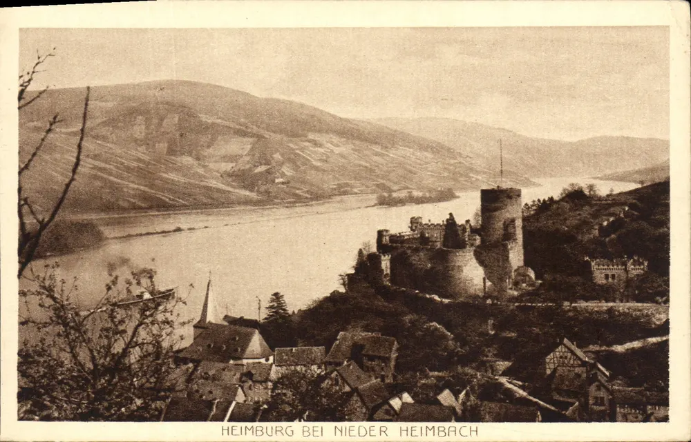 Heimburg bei Nieder Heimbach — château sur les rives du Rhin — Phototypie Siegburg - Recto