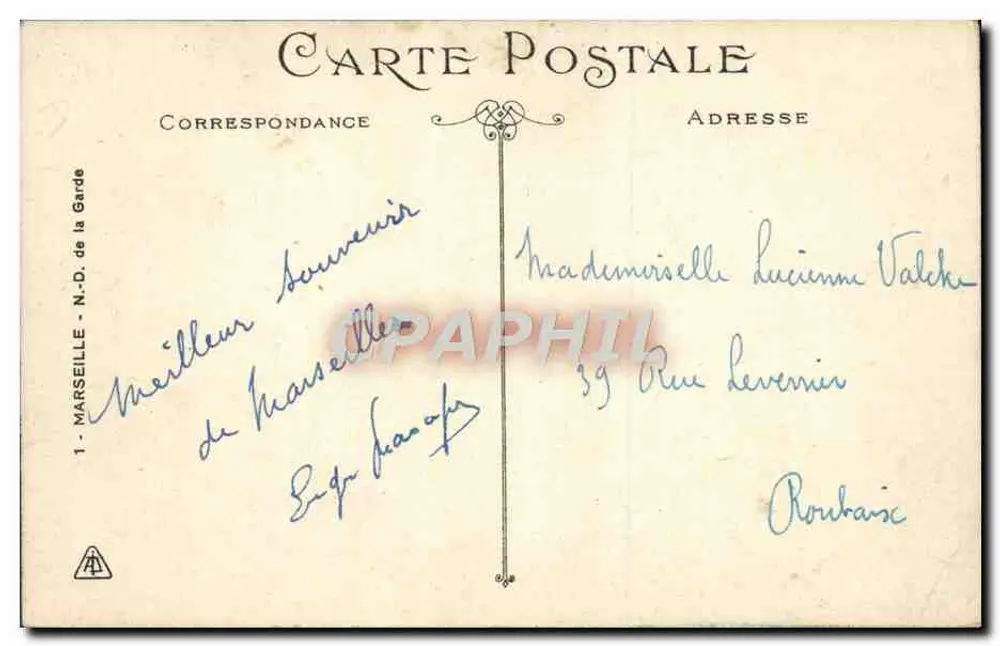 Marseille - N.-D. de la Garde — editor desconhecido, n° de série 1 - Verso