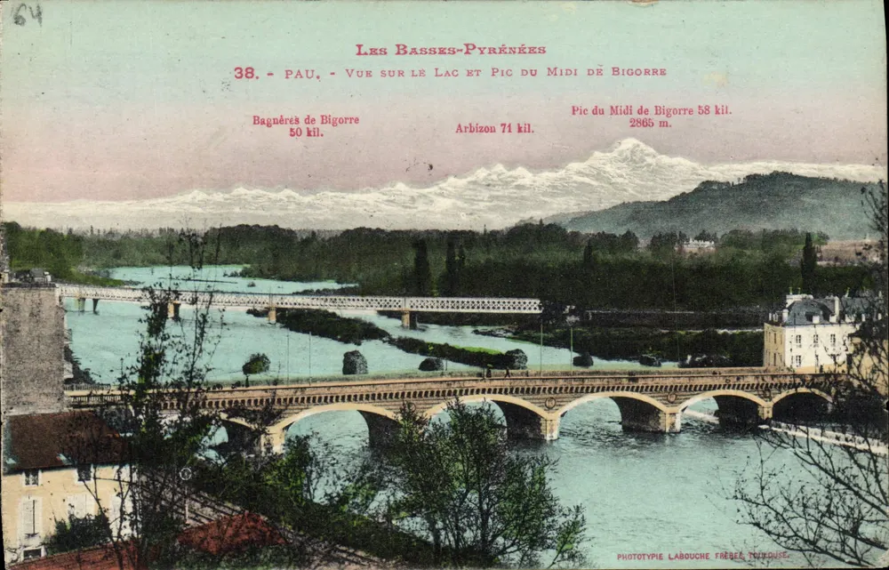 Ausblick auf den See und den Pic du Midi de Bigorre — Les Basses-Pyrénées — Phototypie Labouche Frères, Toulouse - Vorderseite