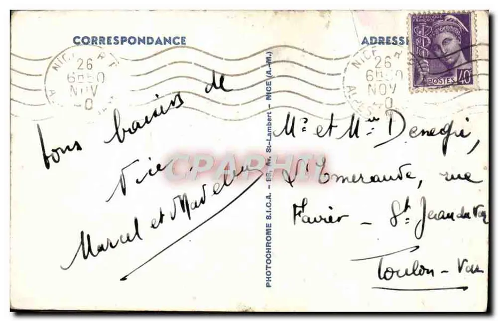Nizza - Die Promenade des Englischen. Der Palast des Mittelmeeres. Die Hotels. - Rückseite