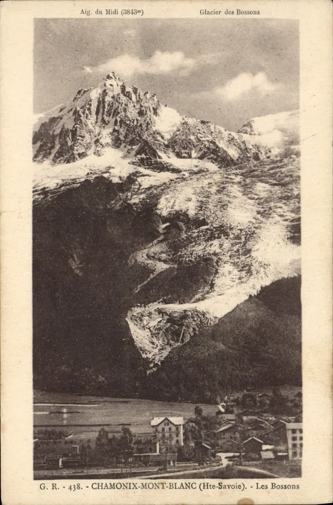 Aig. du Midi (3843m) — Glacier dos Bossons — G.R. 438 — Chamonix-Mont-Blanc (Hte-Savoie) - Frente
