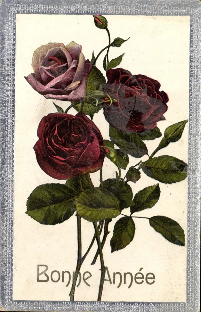 Bouquet de roses — Bonne Année — carte postale - Recto