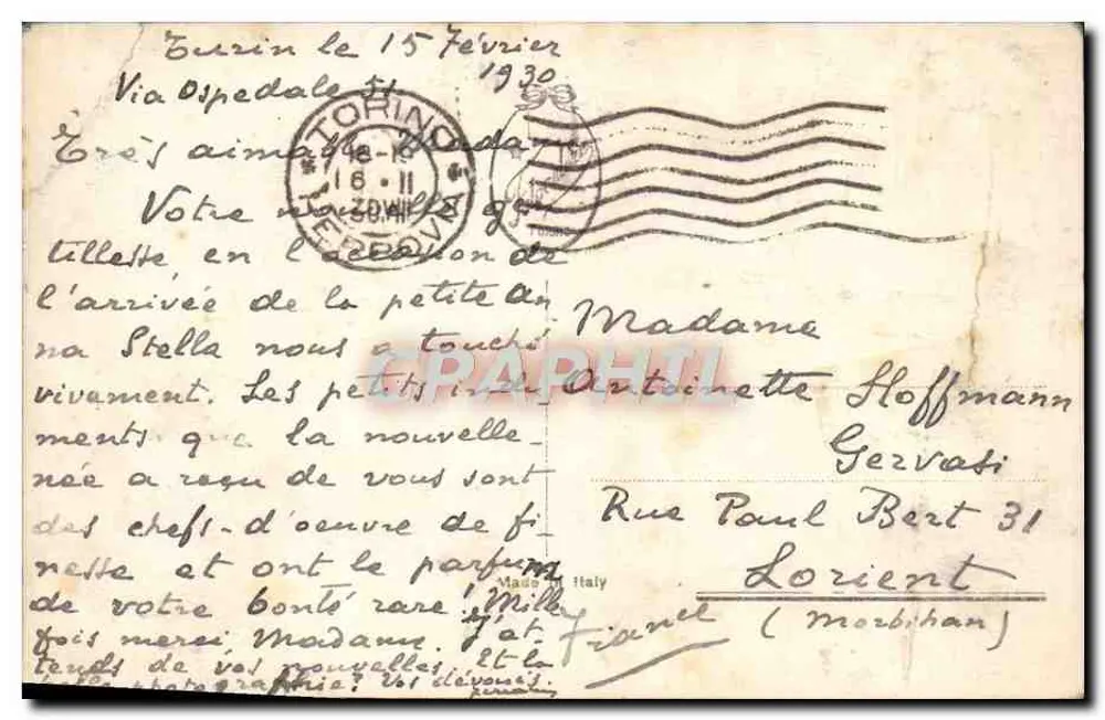 Torino - Piazza Vittorio Veneto e Mole Antonelliana — CPA n°194 - Verso