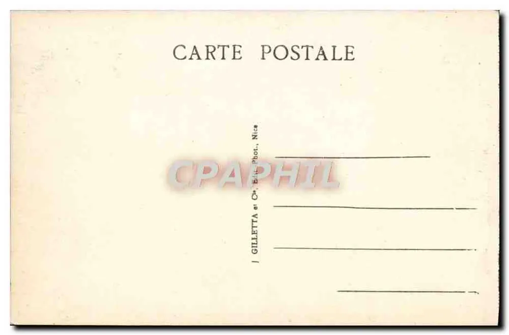 Cannes - Praça Mérimée e Casino — editor J. Gilletta e Ch. Bilo, Nice, n° 468 - Verso