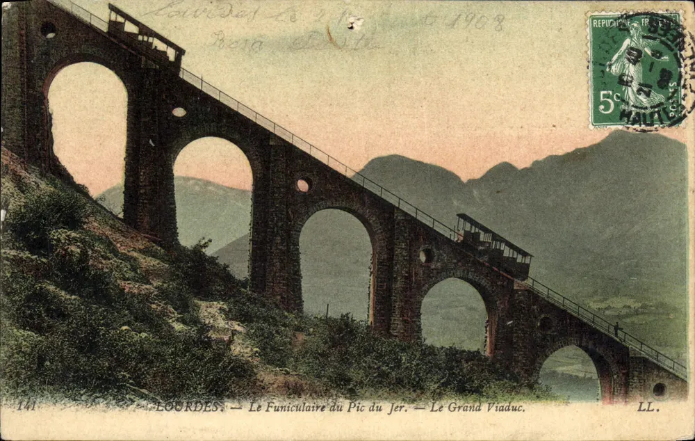 LOURDES — Le Funiculaire du Pic du Jer — Le Grand Viaduc — LL. n°141 - Frente