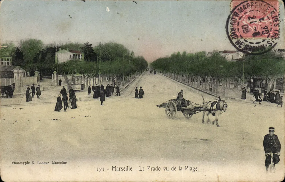 Marseille - Het Prado gezien vanaf de Strand — Fototipie E. Lacour Marseille — n° 171 - Voorkant