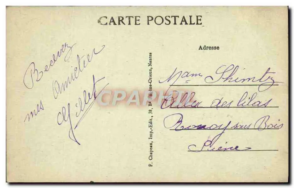 Préfailles (Loire-Inf.) — An der Küste — Merkwürdige Felsen — Verlag: Chapeau, Nantes - Rückseite