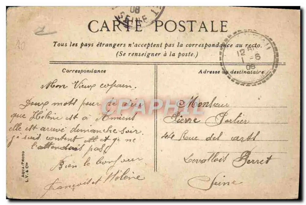 Amiens — Rue Basse des Tanneurs — éditeur V. & Cie, n° 487 - Achterkant