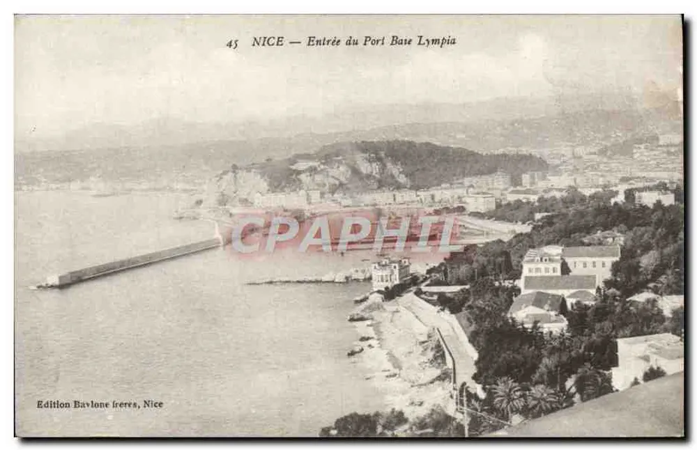 Niza — Entrada del Puerto Baia Lymphia — Edición Bavalone Frères, Niza, n°45 - Anverso