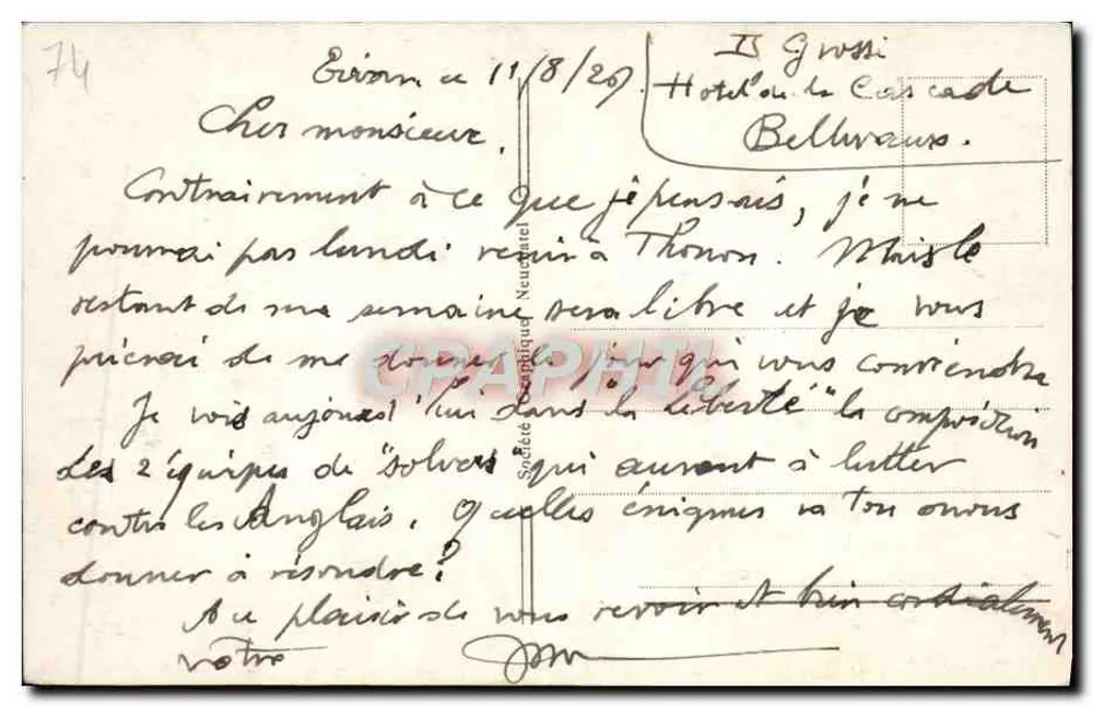 Evian-les-Bains — Rade e Quai — n° 5054 - Verso