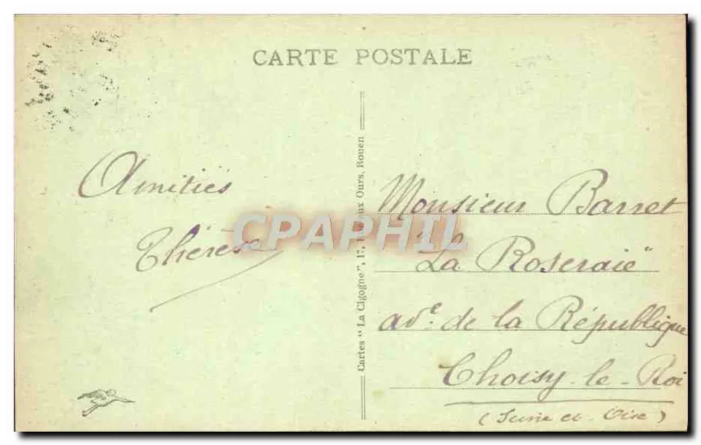 Rouen - Palácio de Justiça — editor Cartes 'La Cigogne', n° 3776 - Verso