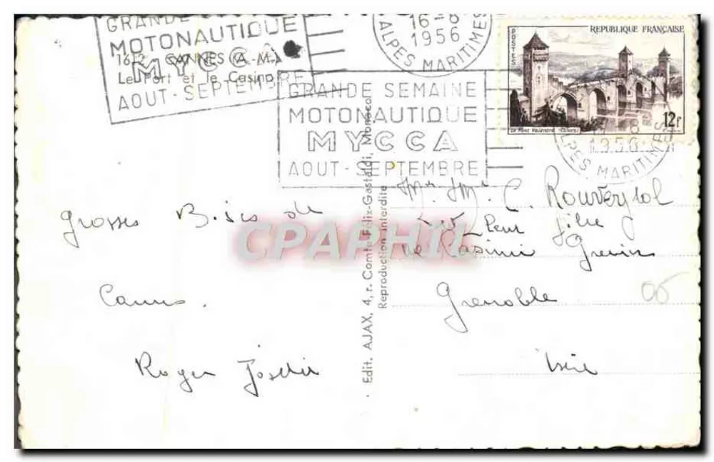 Port de Cannes — vue du port avec nombreux voiliers — éditeur Edit. AJAX - Verso