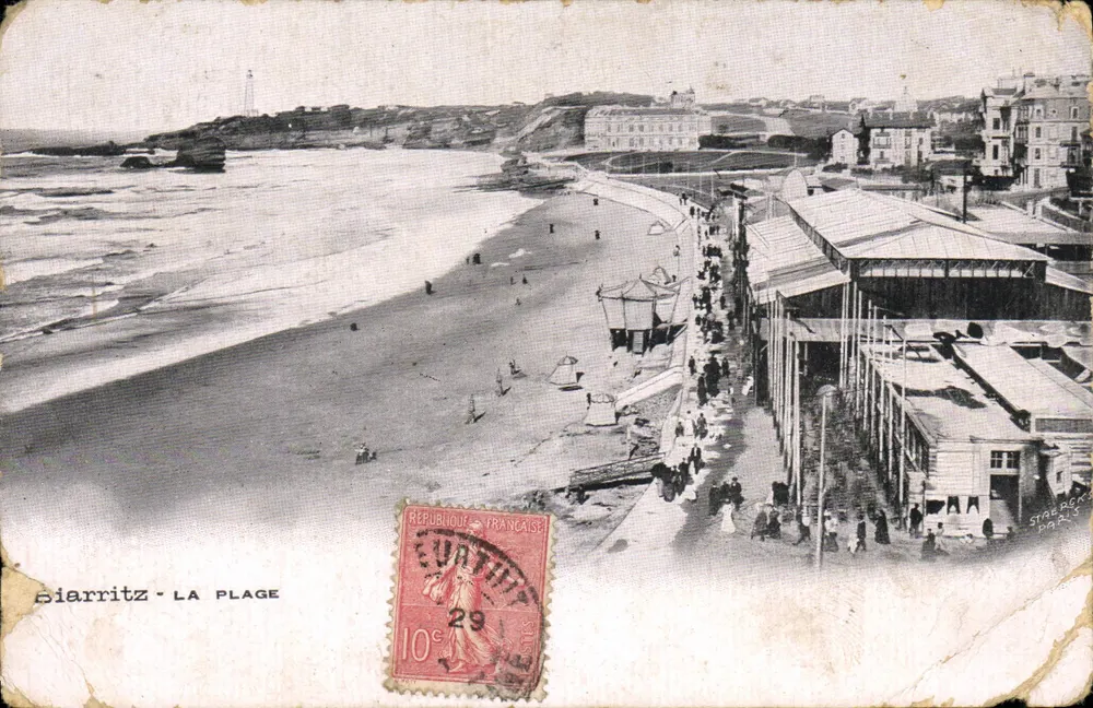 Biarritz - LA PLAGE — vue de la plage et du front de mer avec éditeur STAERCK PARIS - Awers
