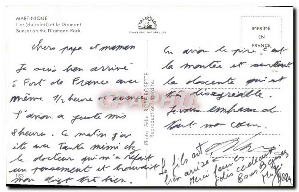 मार्टिनिक — सूर्य का सोना (सूर्यास्त) और डायमंड रॉक — टैल्को & कंपनी — संख्या 183 - पीछे