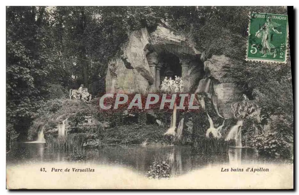 Os Banhos de Apolo — Parque de Versailles — Héliotypte A. Bourdier - Frente