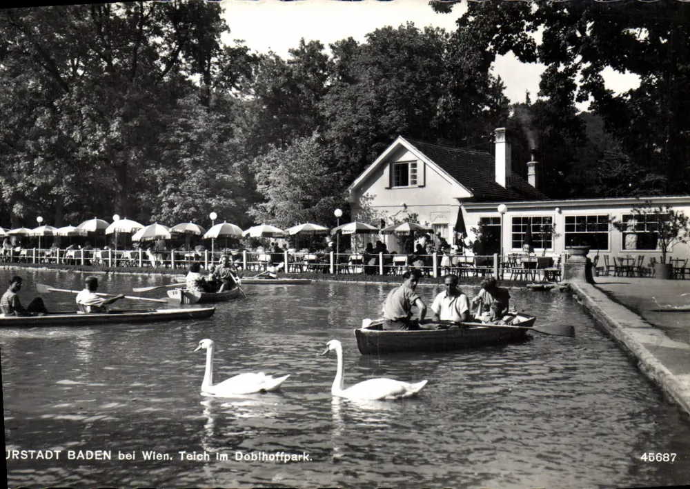 Baden bei Wien — Lac dans le parc Doblihoff — éditeur n° 45687 - Recto