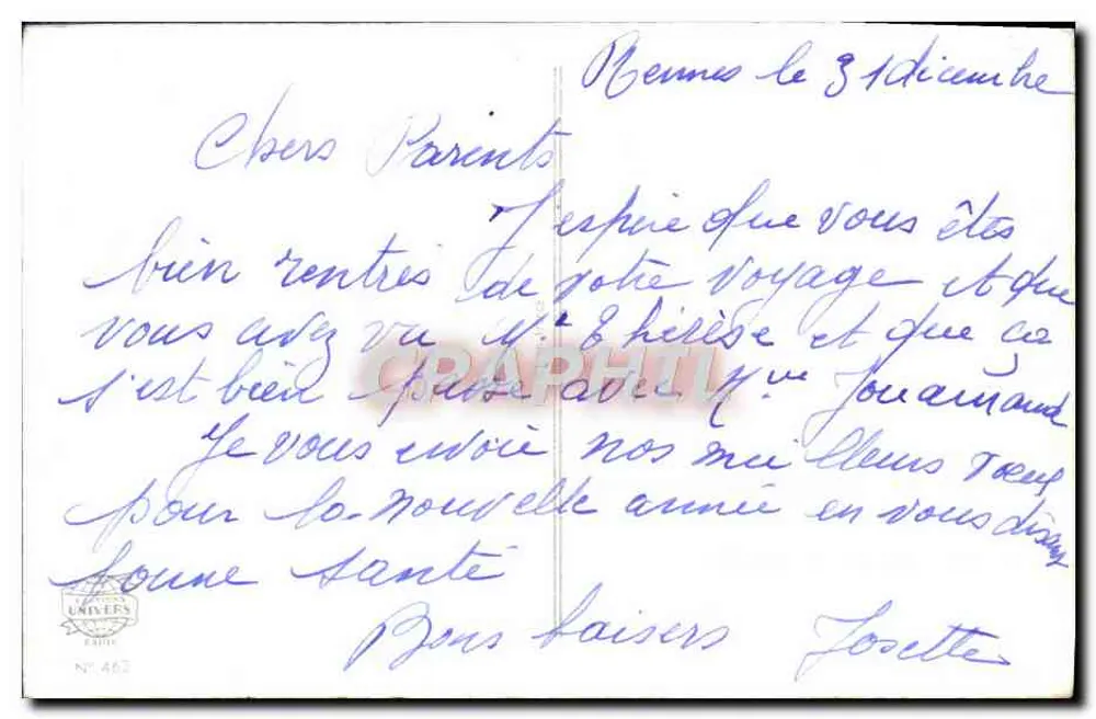 Pies przy oknie — dekor choinkowy — wydawca C. Vive, nr 4 - Rewers