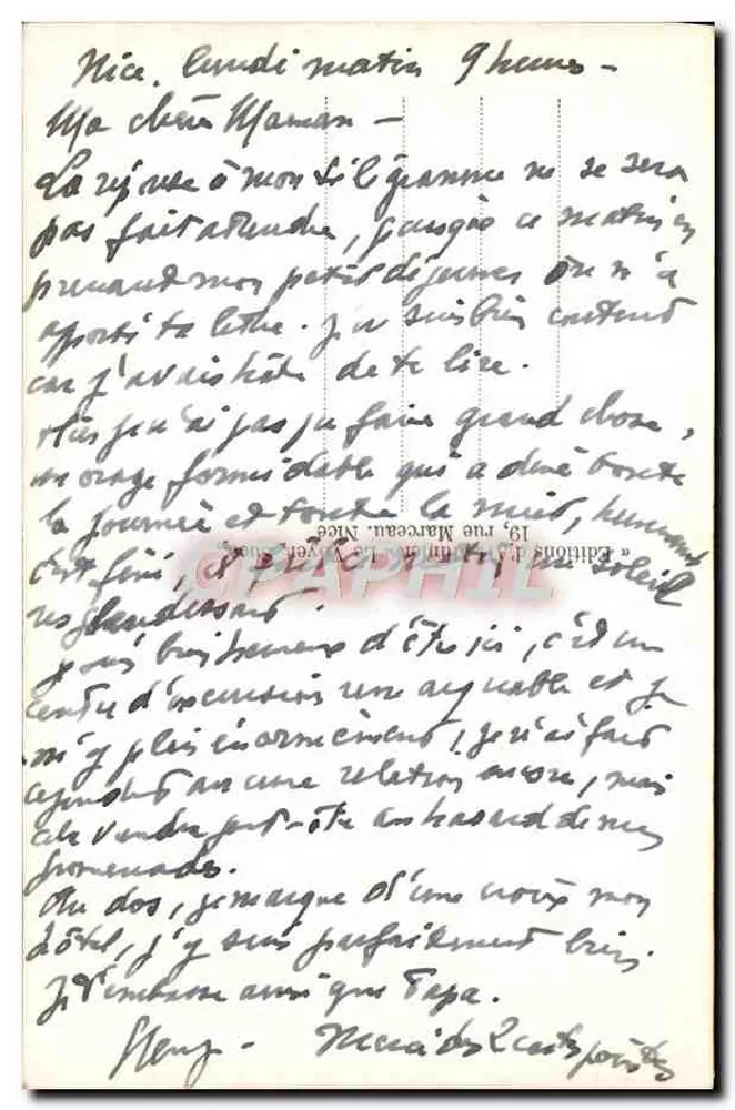 Nice - Promenade des Anglais und Palais de la Méditerranée — Munier, n° 222 - Rückseite