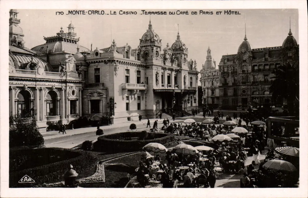 Monte-Carlo — Das Casino, Terrasse des Café de Paris und Hotel — Verlag E.A.S. n°170 - Vorderseite
