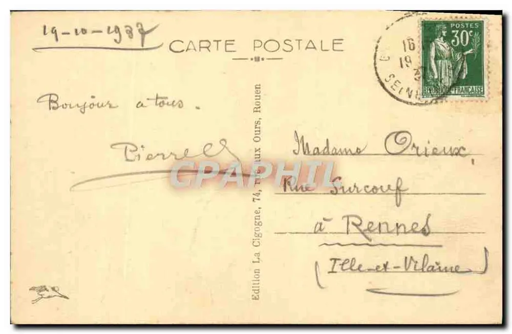 Rouen — Catedral — Conjunto — Edição La Cigogne, n°139 - Verso