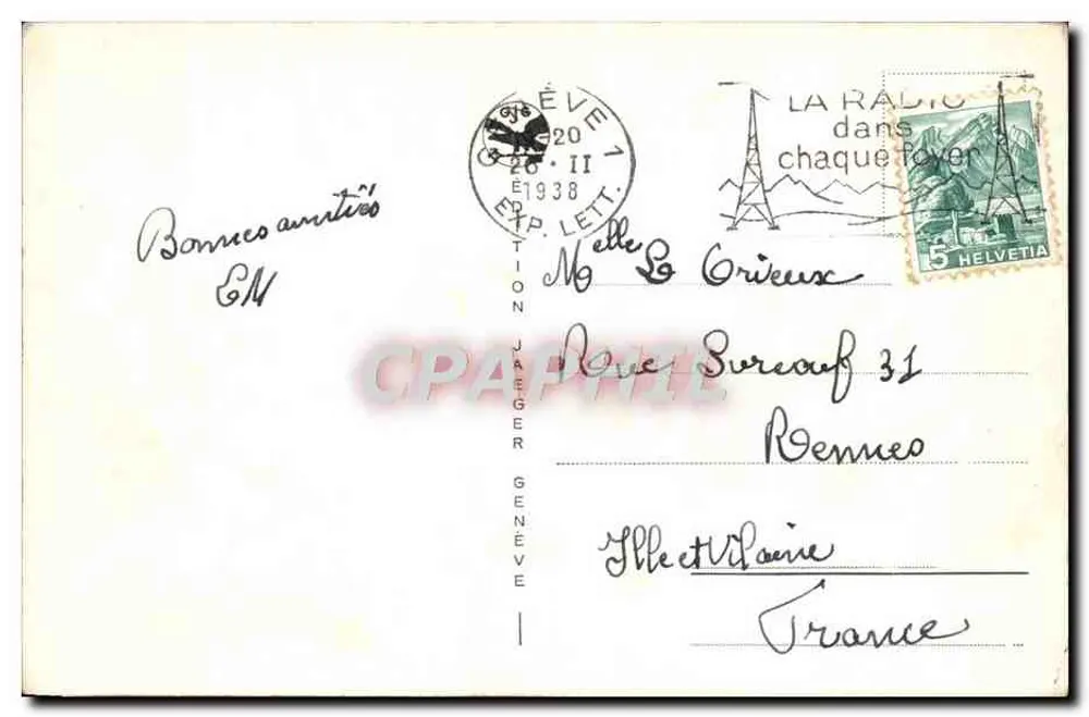 Genève, Fontaine du Jardin Anglais — n° 6027 - Verso
