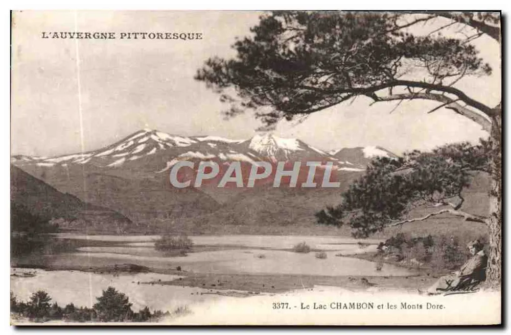 O Lago CHAMBON e os Montes Dore — A Auvergne pitoresca — série 3377 — editor Béguin, Vichy - Frente