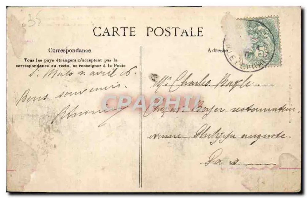 Saint-Malo — Os Muros — A Porta dos Campos-Vauvert — G. F. Cote d'Emeraude - Verso