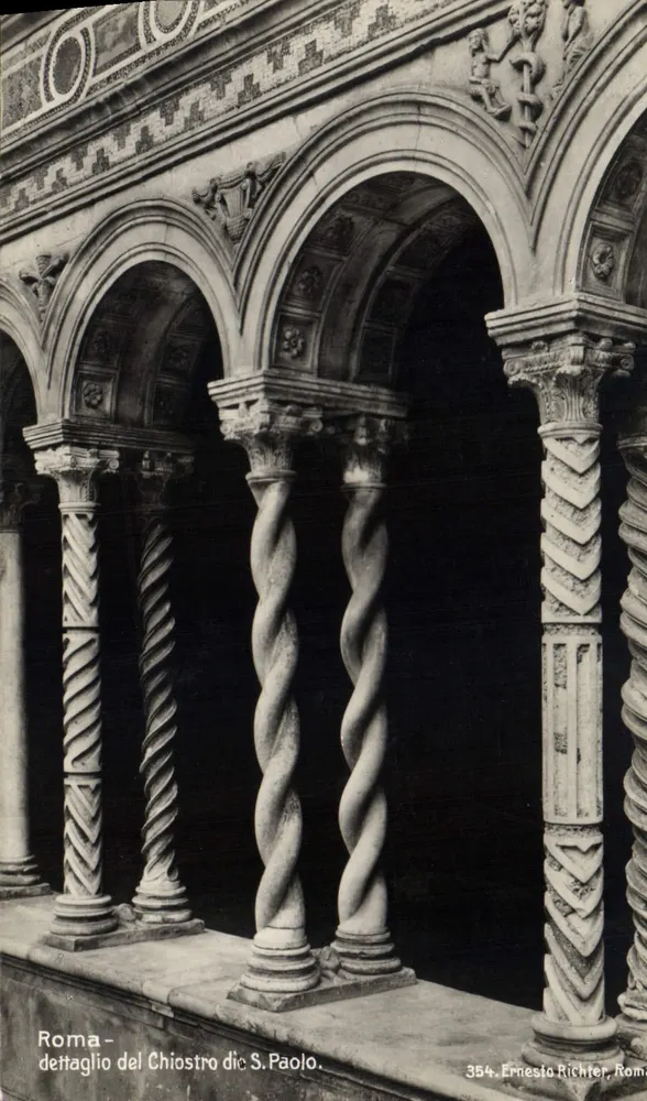 Roma — Detail des Chiostro di S. Paolo — Ernesio Richter, Rom, Nr. 354 - Vorderseite