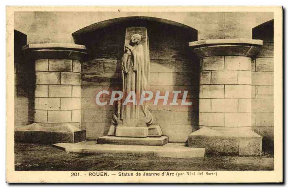 Rouen — Statue der Jeanne d'Arc (von Réal del Sarte) — Édition La Cigogne, Rouen - Vorderseite