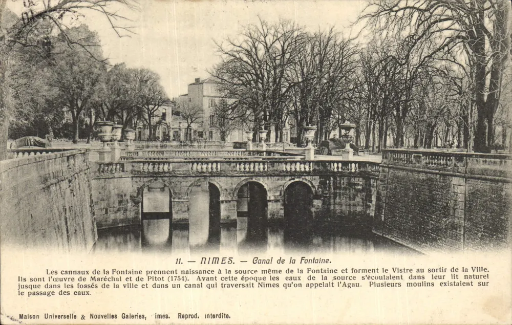 Nîmes — Canal da Fontaine — obra de Maréchal e de Pitot (1754) - Frente