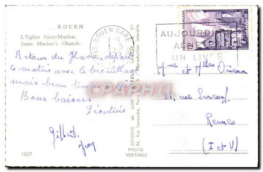 Igreja Saint-Maclou — Rouen — Editor Estel, n° 1007 - Verso