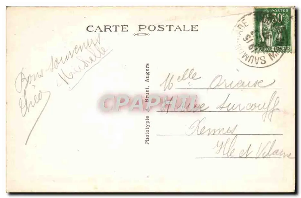 Saumur (M.-et-L.) — Ansicht der Loire und des Schlosses — A. B. - Rückseite