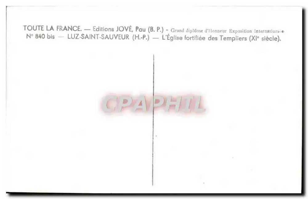 Luz-Saint-Sauveur — Die befestigte Kirche der Templer (11. Jahrhundert) — Editions JOVÉ, Pau - Rückseite
