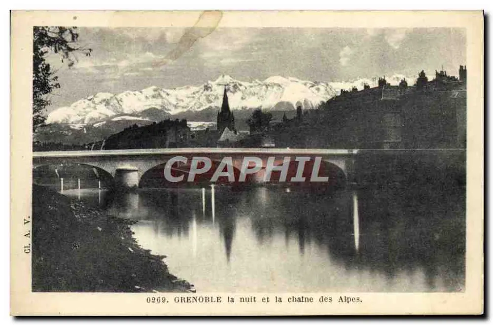 Grenoble bei Nacht und die Kette der Alpen — CL.A.V. n° 0269 - Vorderseite
