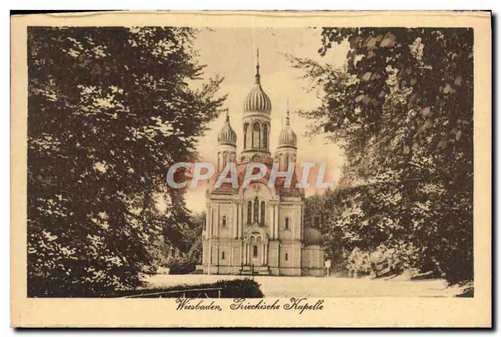 Wiesbaden, Capela Grega — M. Jacobs, Postkarten-Verlag, Frankfurt a. M., série 268 n° 16 - Frente