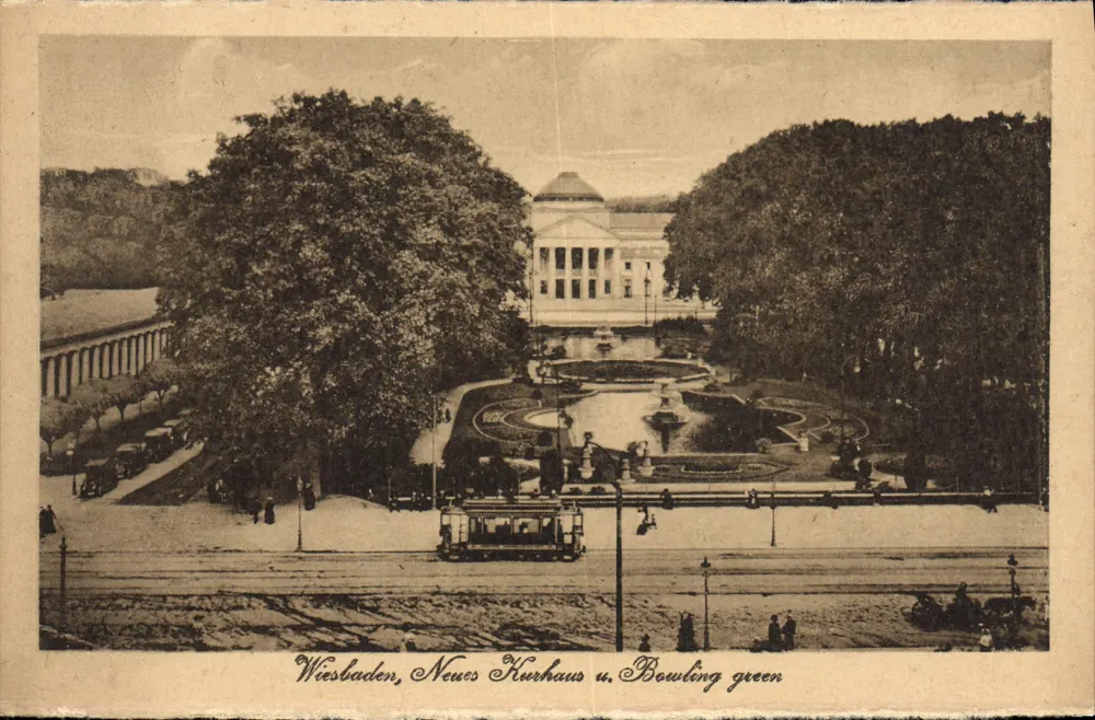 Wiesbaden, Neues Kurhaus und Bowling green — M. Jacob, Frankfurter Verlag, Frankfurt a. M., Serie 268, Nr. 7 - Vorderseite