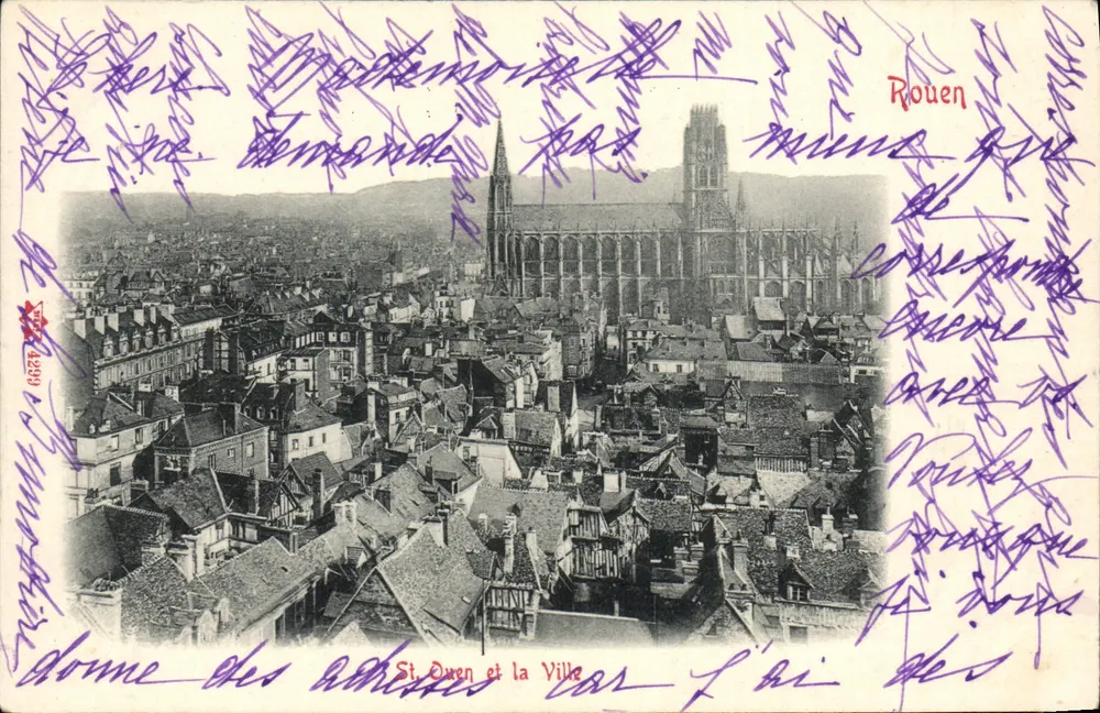 Rouen — Vista de la catedral de San Ouen y de la ciudad — editor no identificado, n° de serie 4209 - Anverso