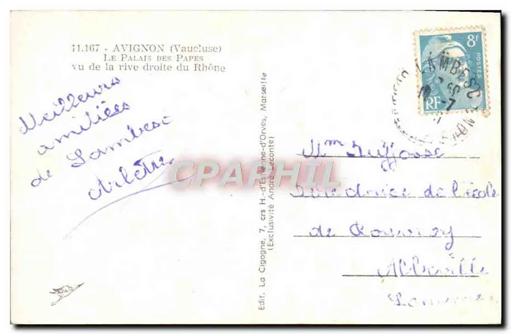 Avignon — Das Papstschloss von Avignon aus der Sicht der rechten Rhône-Uferseite — La Cigogne - Rückseite