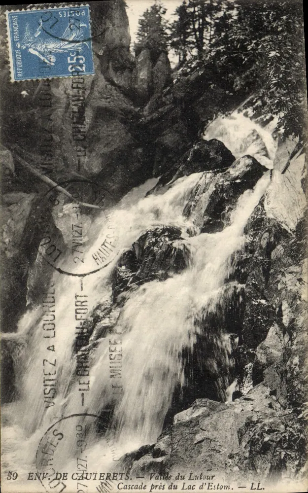Wasserfall nahe See Estom — Umgebung von Chauterets — LL. — Imp. Levê fils et Cie - Vorderseite