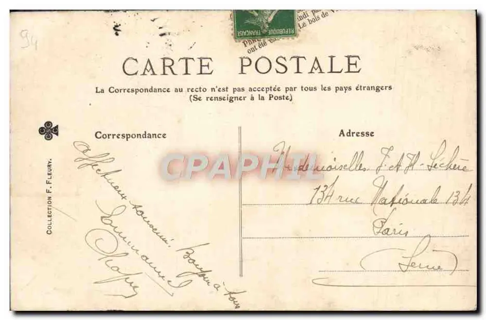 Vincennes — Die Kapelle des Schlosses und die Hauptschleuse — Unbekannter Verlag, Nr. 11 - Rückseite