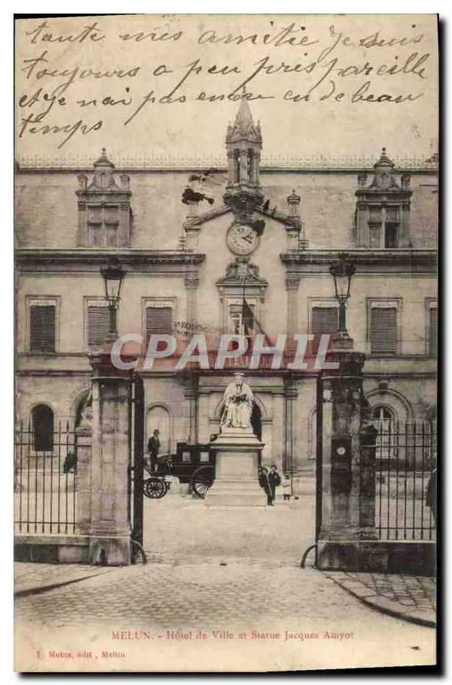 MELUN — Rathaus und Statue Jacques Amyot — Motus, Verlag Melun - Vorderseite