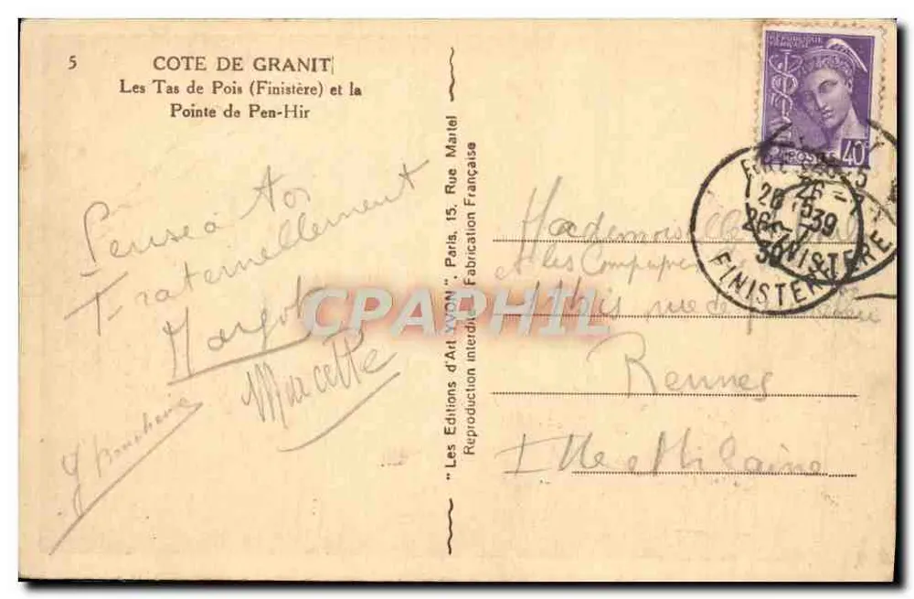 Côte de Granit — Les Tas de Pois (Finistère) et la Pointe de Pen-Hir — Les Éditions d'Art Lyon - Verso