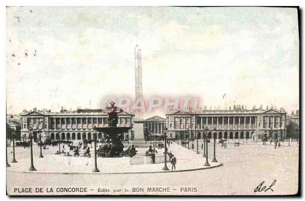 Platz der Concorde — Obelisk und Fontäne — Verlag Le Bon Marché - Paris - Vorderseite