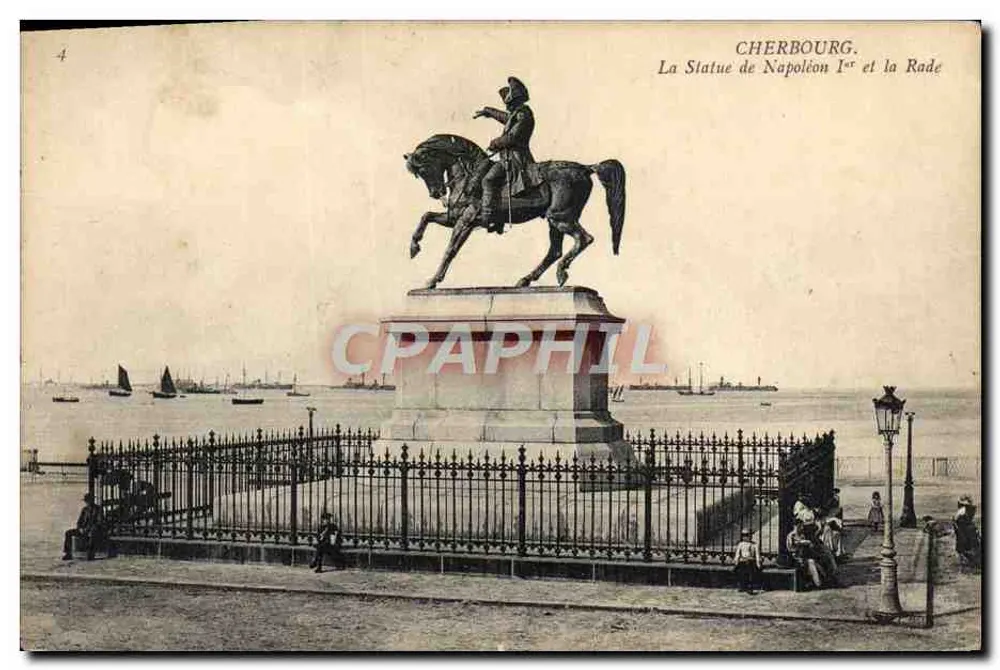 Cherbourg — La Statue de Napoléon Ier et la Rade — Éditeur : Ch. Lévy, n°4 - Vorderseite