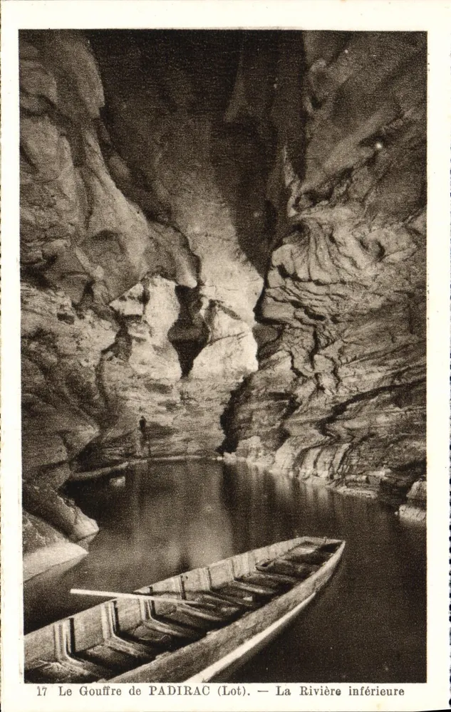 Der Gouffre de PADIRAC (Lot) — Die untere Flussrinne — Phototypie-Hélio, Limoges - Vorderseite