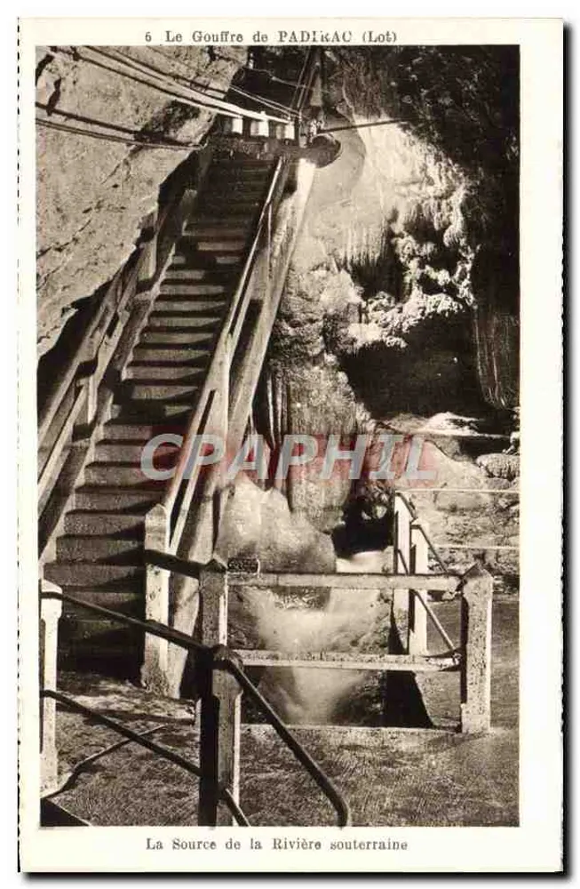 O Gouffre de Padiac (Lot) — A Fonte da Rio Subterrâneo — Phototypie-Hélio, Limoges - Frente