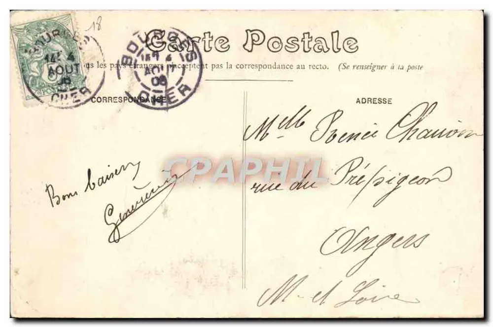 Bourges — Die Kathedrale, Aufnahme vom Ufer des Auron — unbekannter Verlag, Nr. 113 - Rückseite