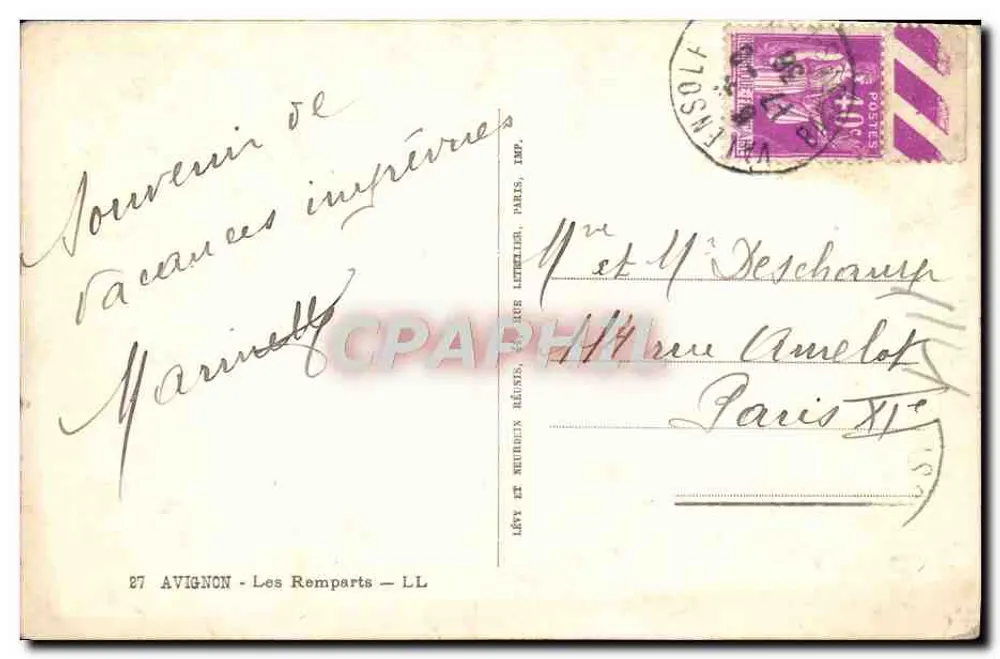 Avignon — Os Muros — Léty e Neubœux Reunidos, Imp. Paris - Verso